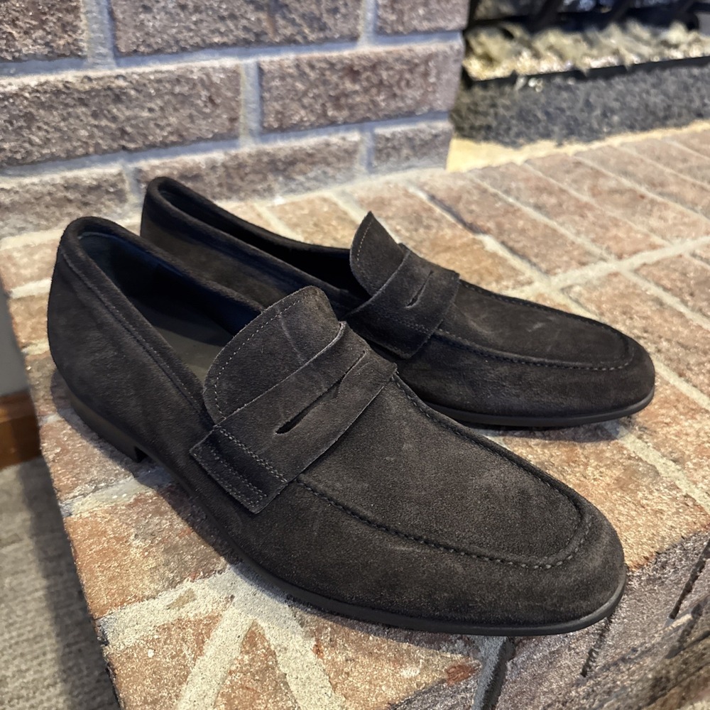 To Boot New York Adam Derrick Penny Slip On Loafer Mens Sz 8.5 Brown Suede Shoes